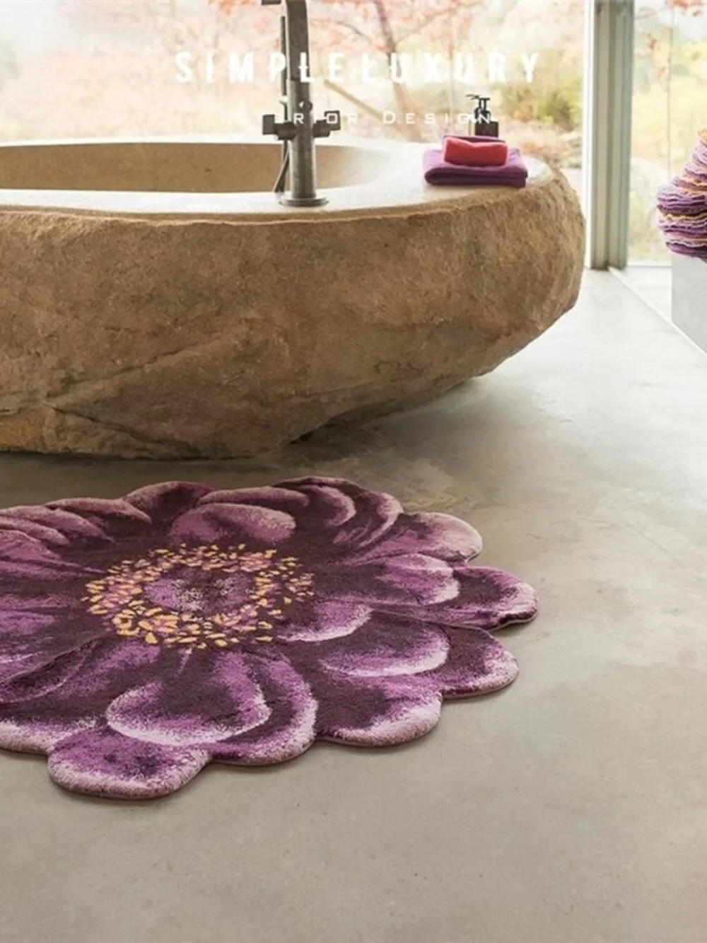 Discontinued Brand New ABYSS & HABIDECOR Fiore Bath Rug Dia 49